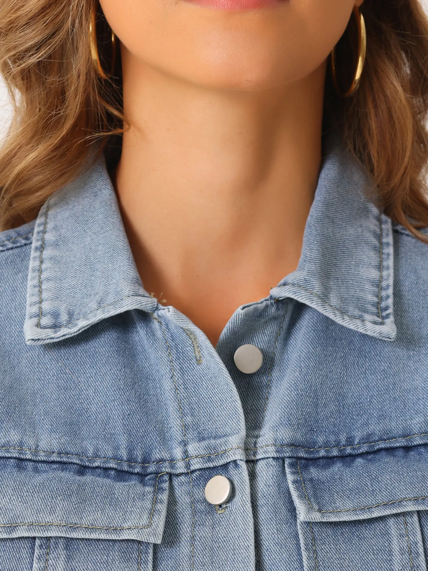 Denim Button Down Lapel Belted A-Line Pockets Mini Shirt Dress