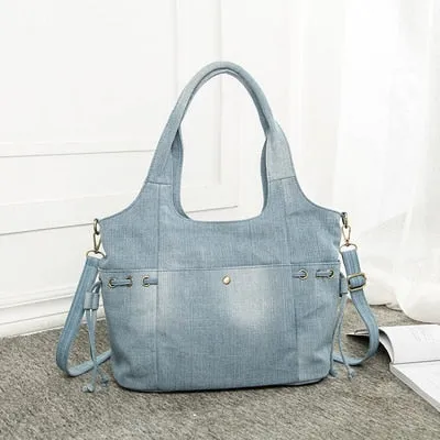 Denim Women Shoulder Bag New Fashion Jeans High Quality Crossbody Bag female big Tote Travel Handbag Large Mochila Bolsa blue