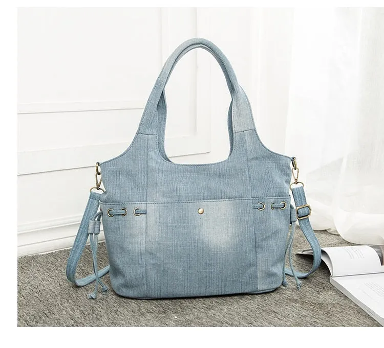 Denim Women Shoulder Bag New Fashion Jeans High Quality Crossbody Bag female big Tote Travel Handbag Large Mochila Bolsa blue