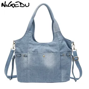 Denim Women Shoulder Bag New Fashion Jeans High Quality Crossbody Bag female big Tote Travel Handbag Large Mochila Bolsa blue