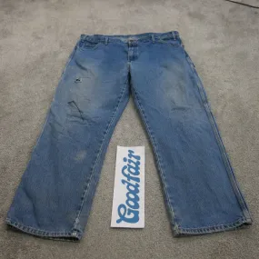 Dickies Jeans Mens 42X30 Blue Denim Straight Pants Work Wear 100% Cotton Casual
