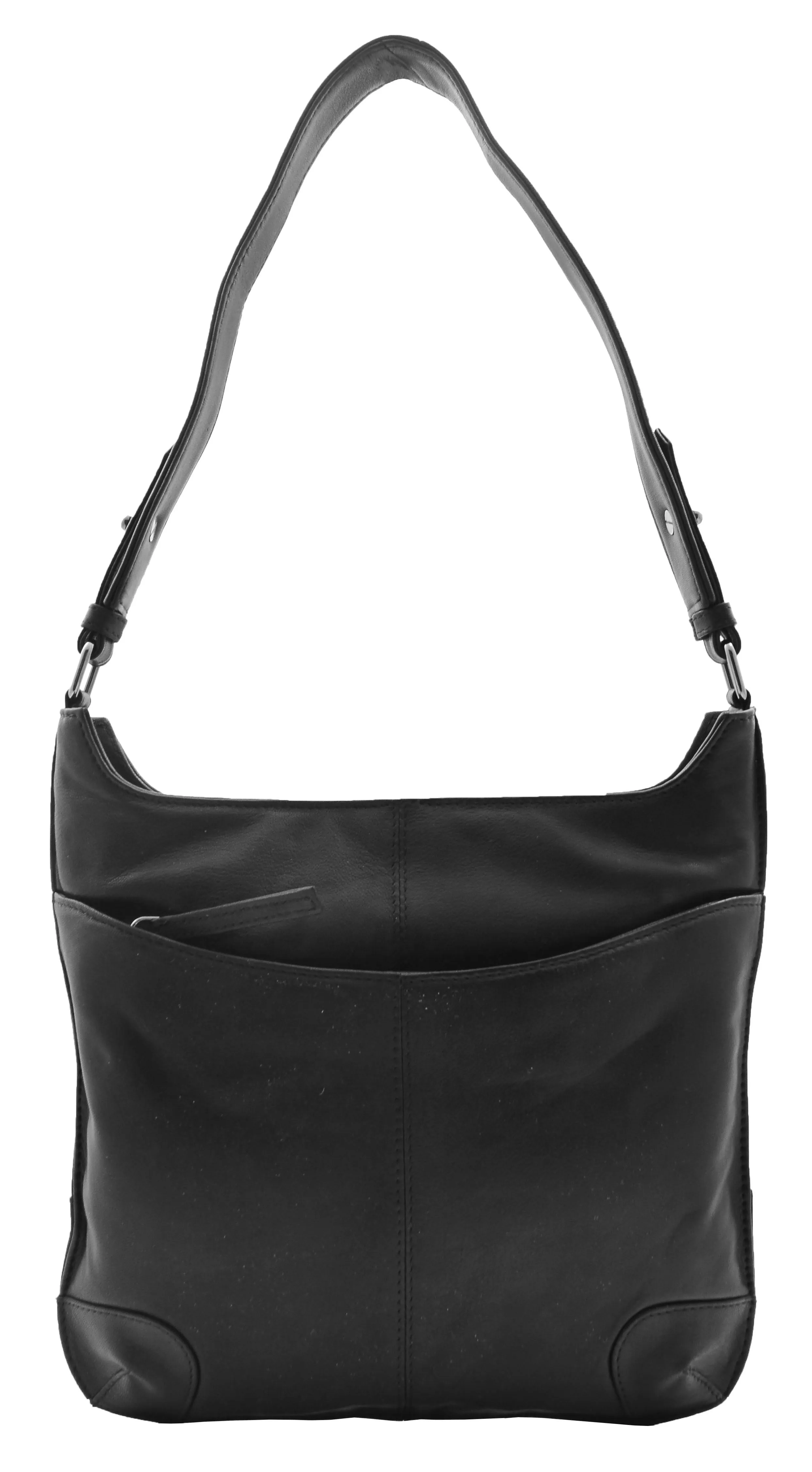 DR342 Women's Real Leather Hobo Shoulder Handbag Black