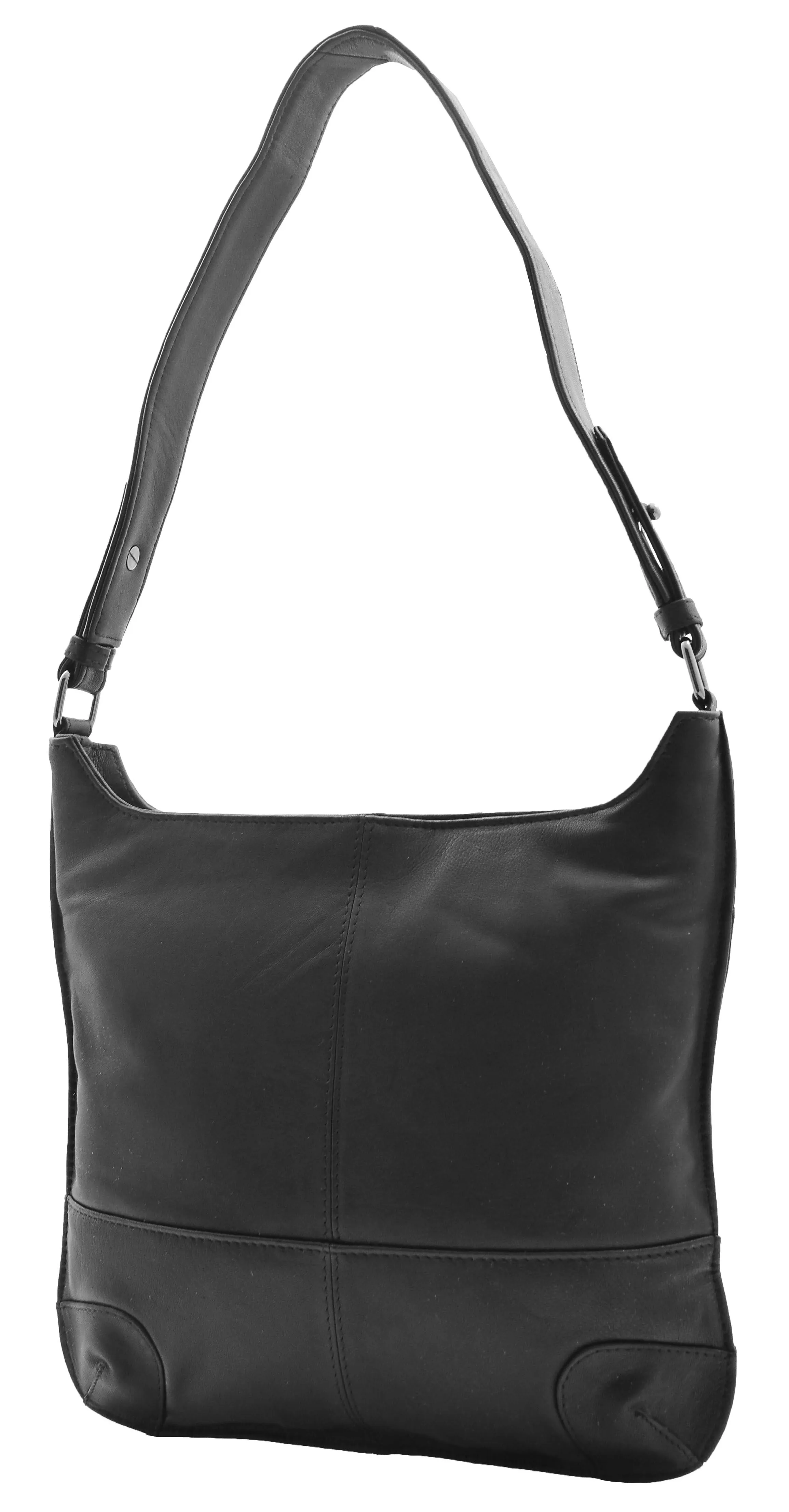 DR342 Women's Real Leather Hobo Shoulder Handbag Black