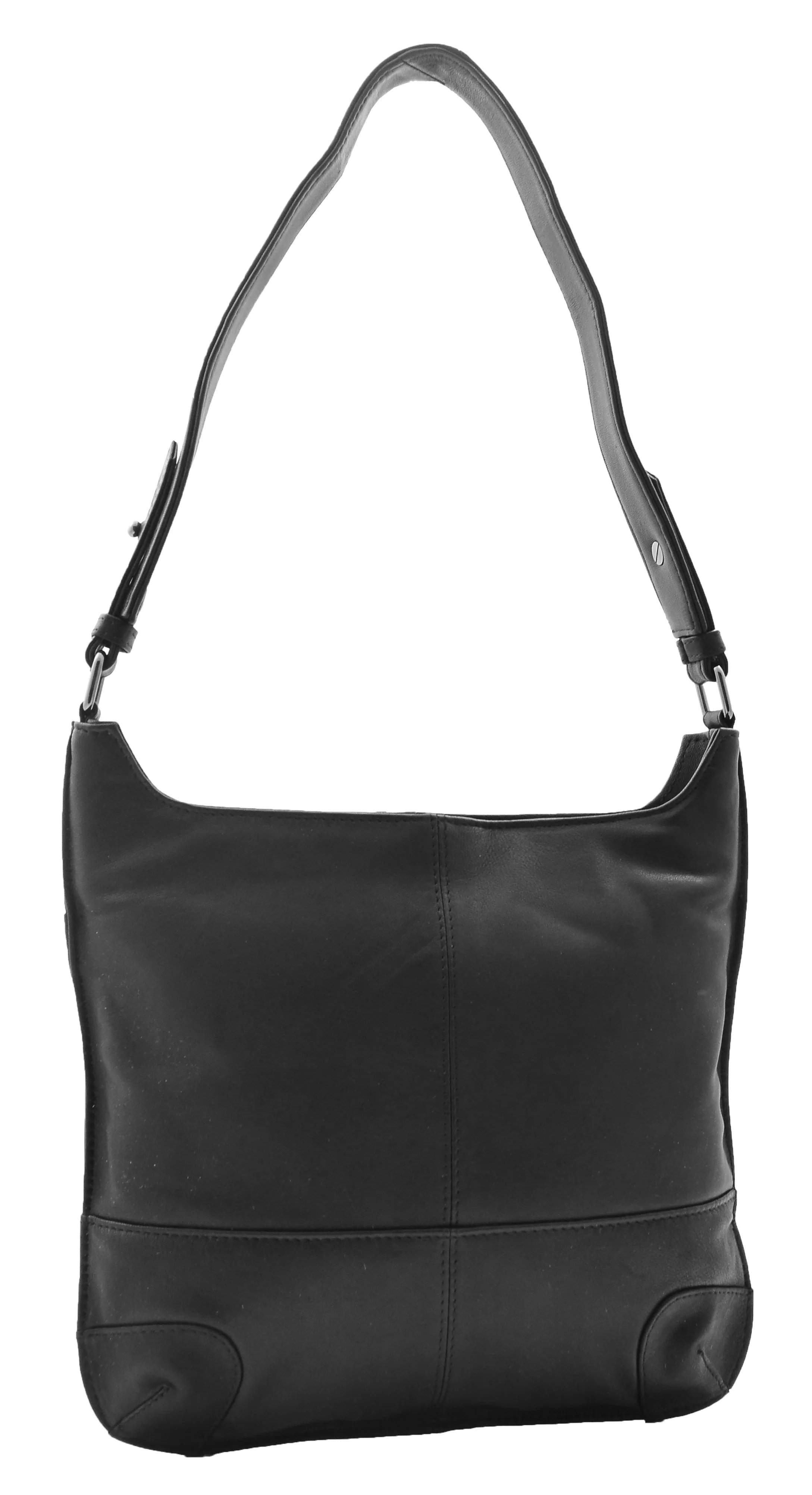 DR342 Women's Real Leather Hobo Shoulder Handbag Black