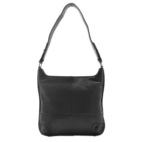 DR342 Women's Real Leather Hobo Shoulder Handbag Black