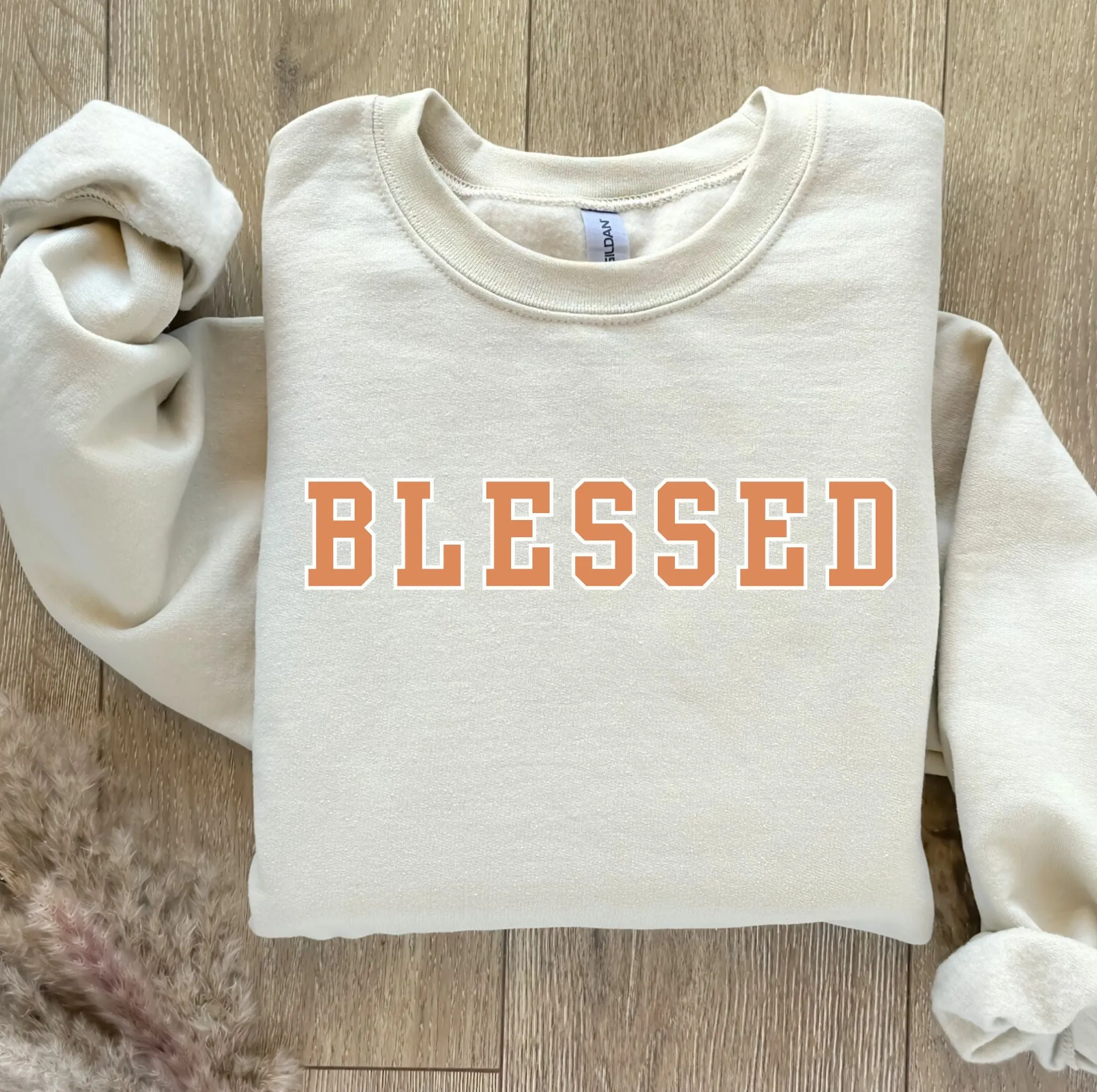 Dusty Orange Blessed Women's Graphic Sweatshirt