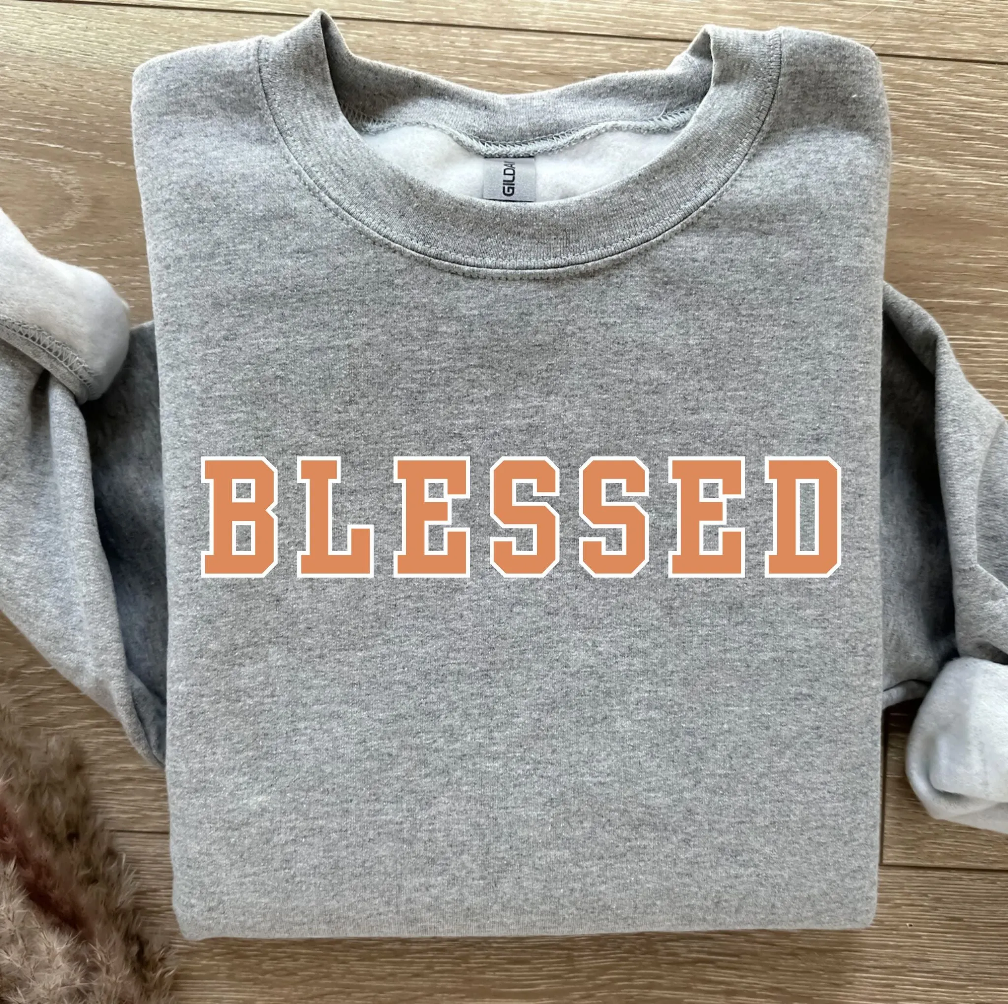 Dusty Orange Blessed Women's Graphic Sweatshirt