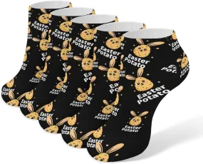 Easter Potato 5 Pairs Ankle Socks Low-Cut Non Slip Athletic Running Flat Sock for Men And Women
