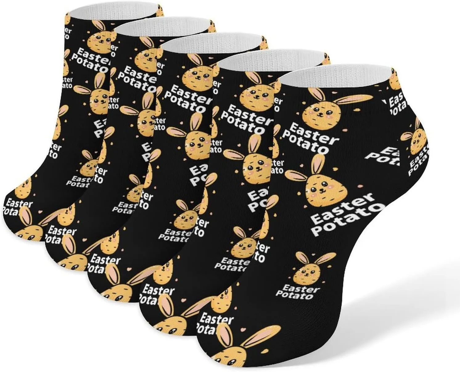 Easter Potato 5 Pairs Ankle Socks Low-Cut Non Slip Athletic Running Flat Sock for Men And Women