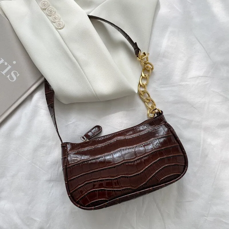 Fashion Exquisite Shopping Bag Retro Casual Women Totes Shoulder Bags Female Leather Solid Color Chain Handbag for Women 2021