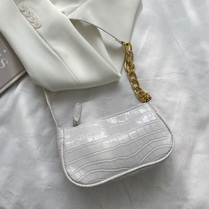 Fashion Exquisite Shopping Bag Retro Casual Women Totes Shoulder Bags Female Leather Solid Color Chain Handbag for Women 2021