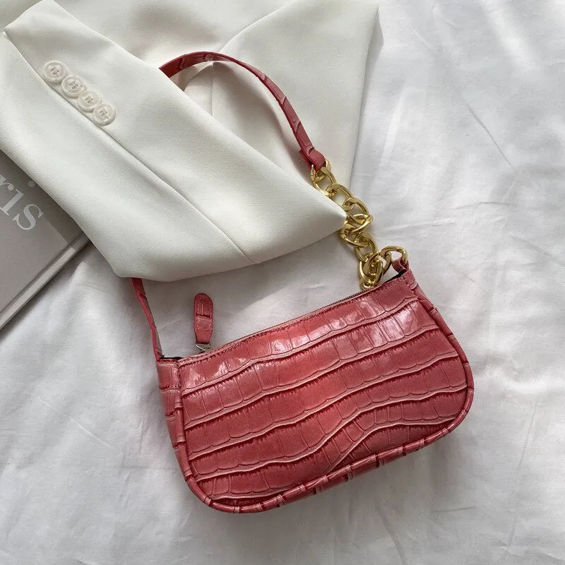 Fashion Exquisite Shopping Bag Retro Casual Women Totes Shoulder Bags Female Leather Solid Color Chain Handbag for Women 2021