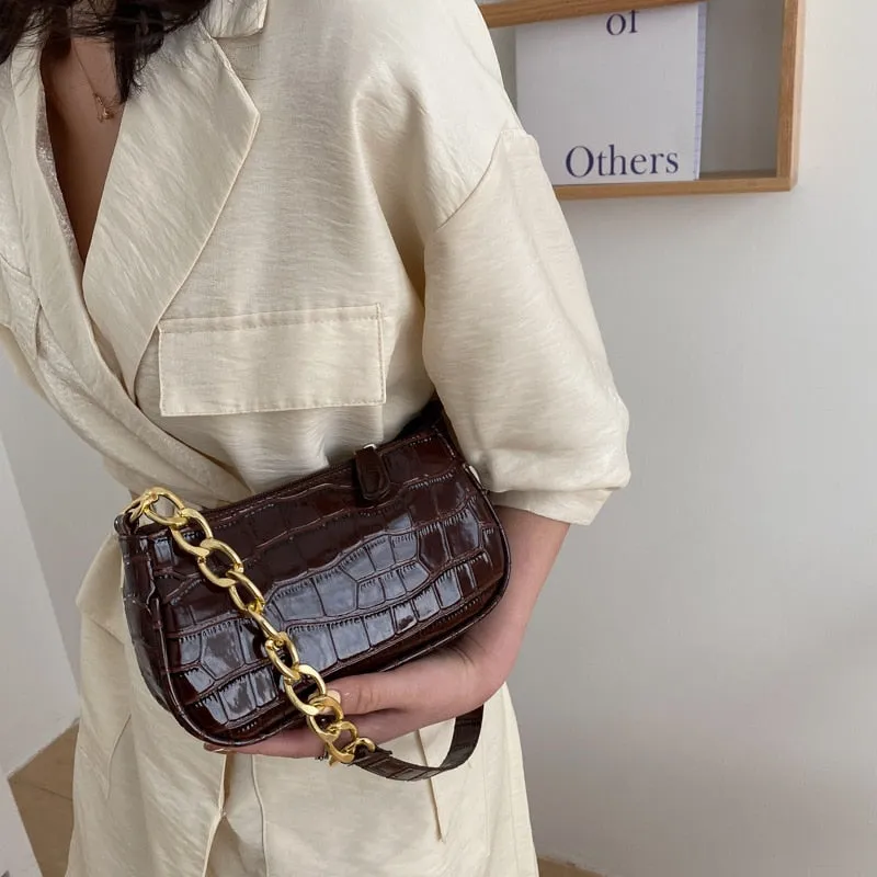 Fashion Exquisite Shopping Bag Retro Casual Women Totes Shoulder Bags Female Leather Solid Color Chain Handbag for Women 2021