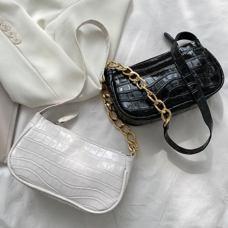 Fashion Exquisite Shopping Bag Retro Casual Women Totes Shoulder Bags Female Leather Solid Color Chain Handbag for Women 2021
