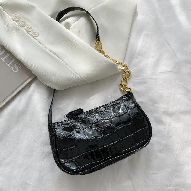 Fashion Exquisite Shopping Bag Retro Casual Women Totes Shoulder Bags Female Leather Solid Color Chain Handbag for Women 2021