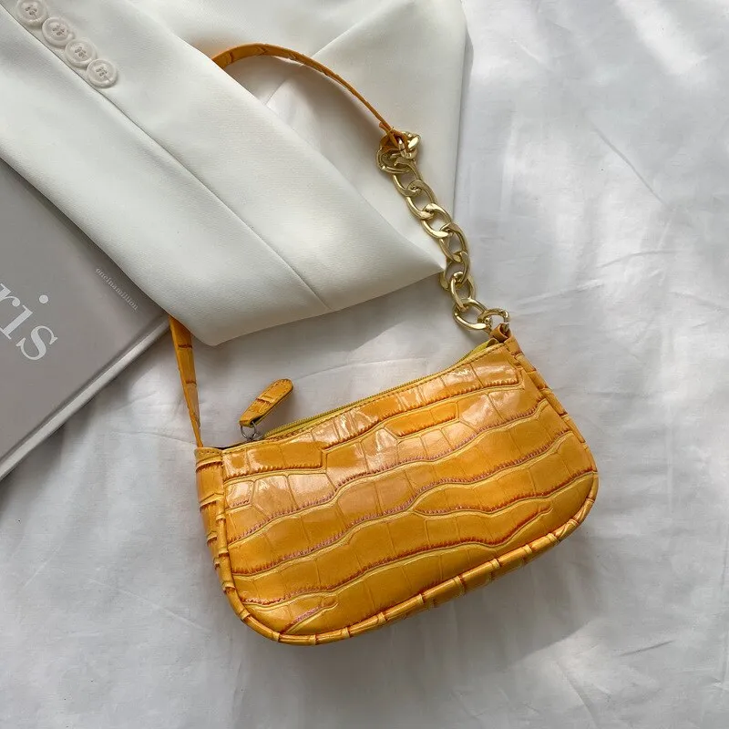 Fashion Exquisite Shopping Bag Retro Casual Women Totes Shoulder Bags Female Leather Solid Color Chain Handbag for Women 2021