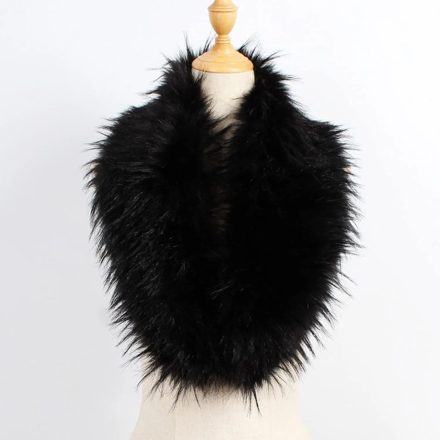 Faux Furry Shawl for Women Long Collar Scarf Wrap Winter Neck Warm for Wedding Bridal Bridesmaid 1920s Parties