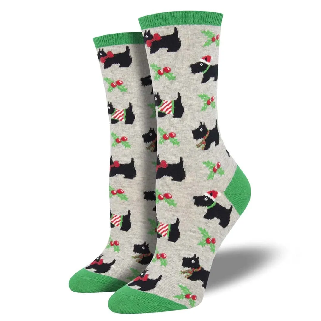 Festive Scotties Women's Crew Socks