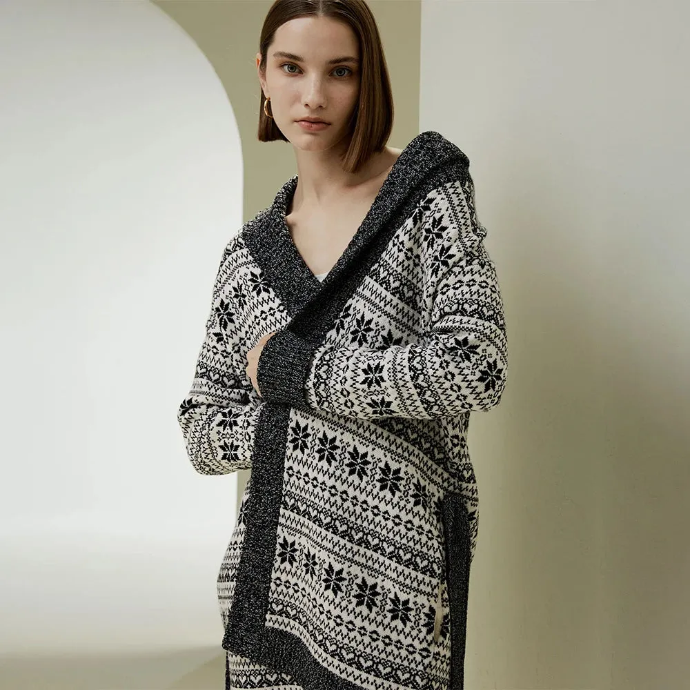 Festive Tie-Waist Wool Cardigan