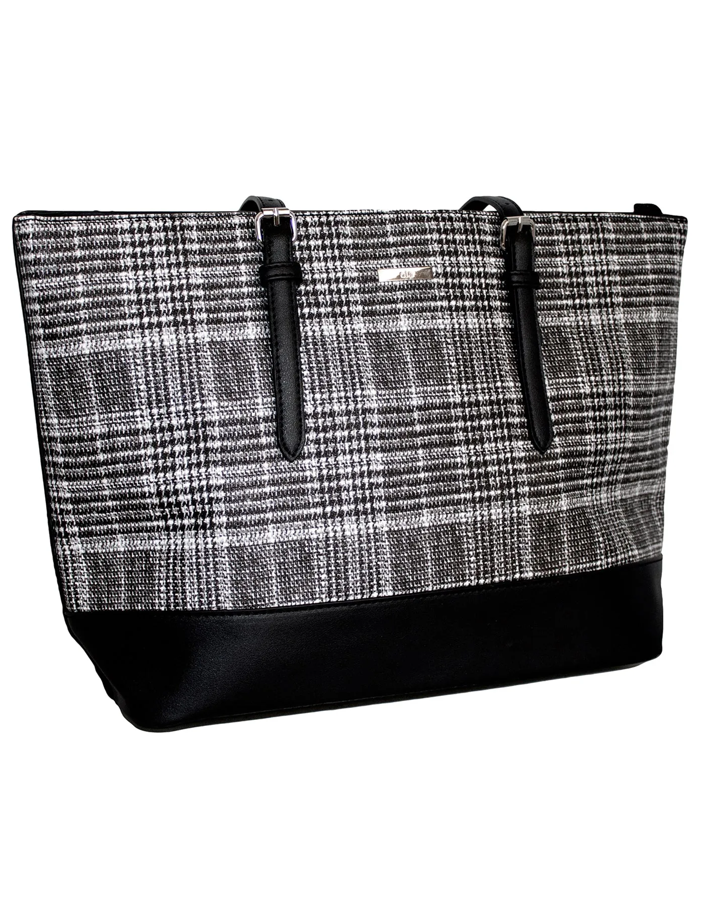 Fino G-8211-2 Faux Leather Check Print Tote Handbag