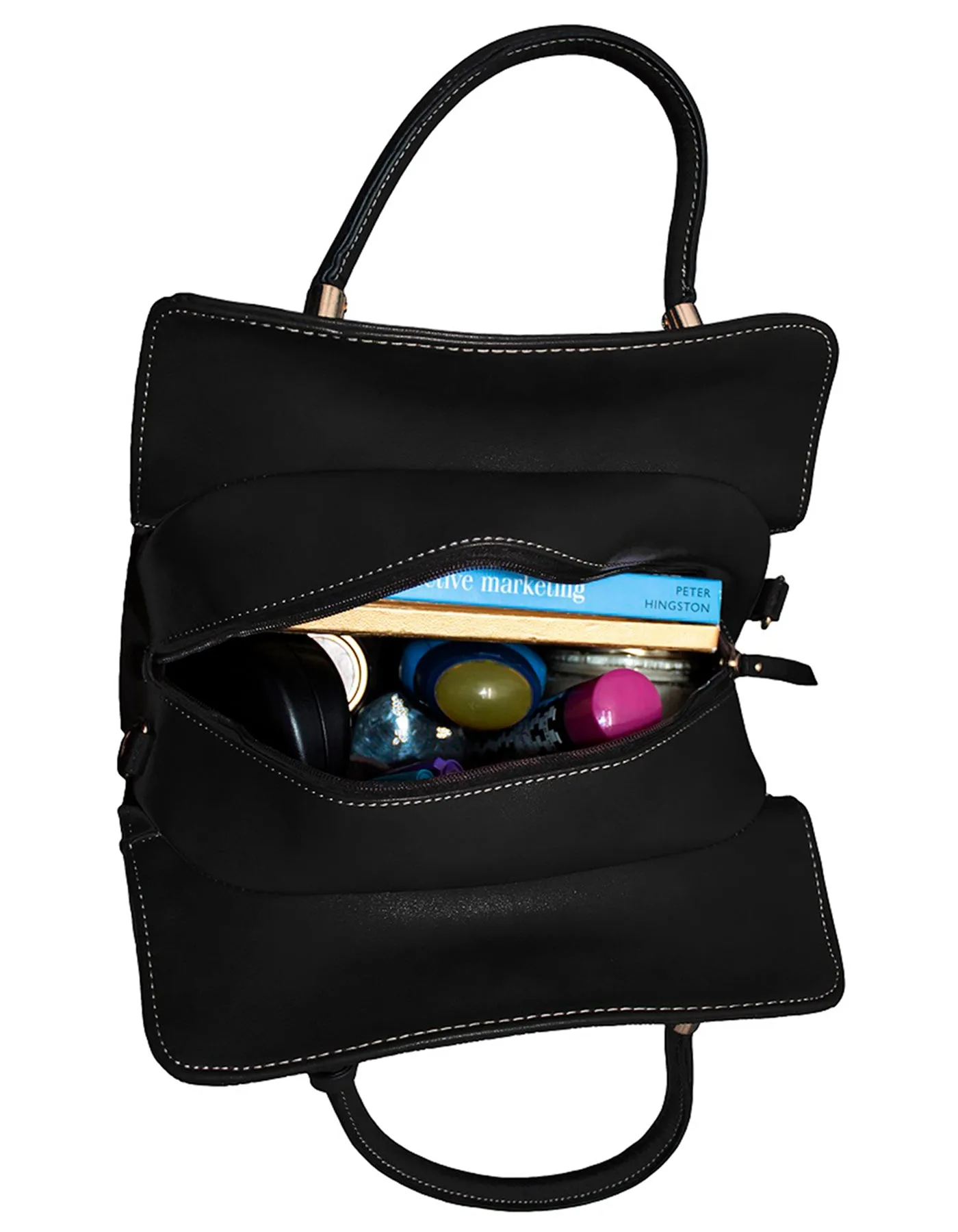 Fino H6831 751362 Faux Leather Handbag with Purse Set – Black