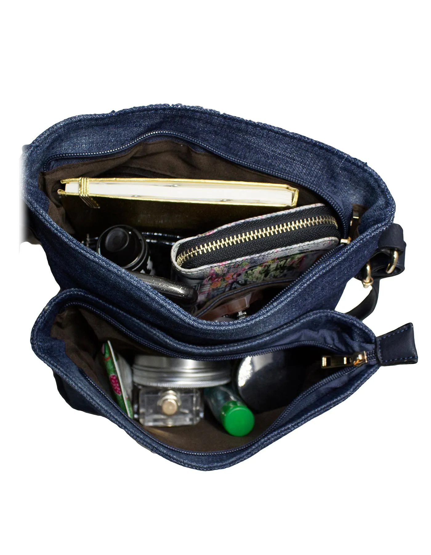 Fino SK-1601-A1 1602 Denim Vintage Paris Design Crossbody Sling Bag & Purse Set
