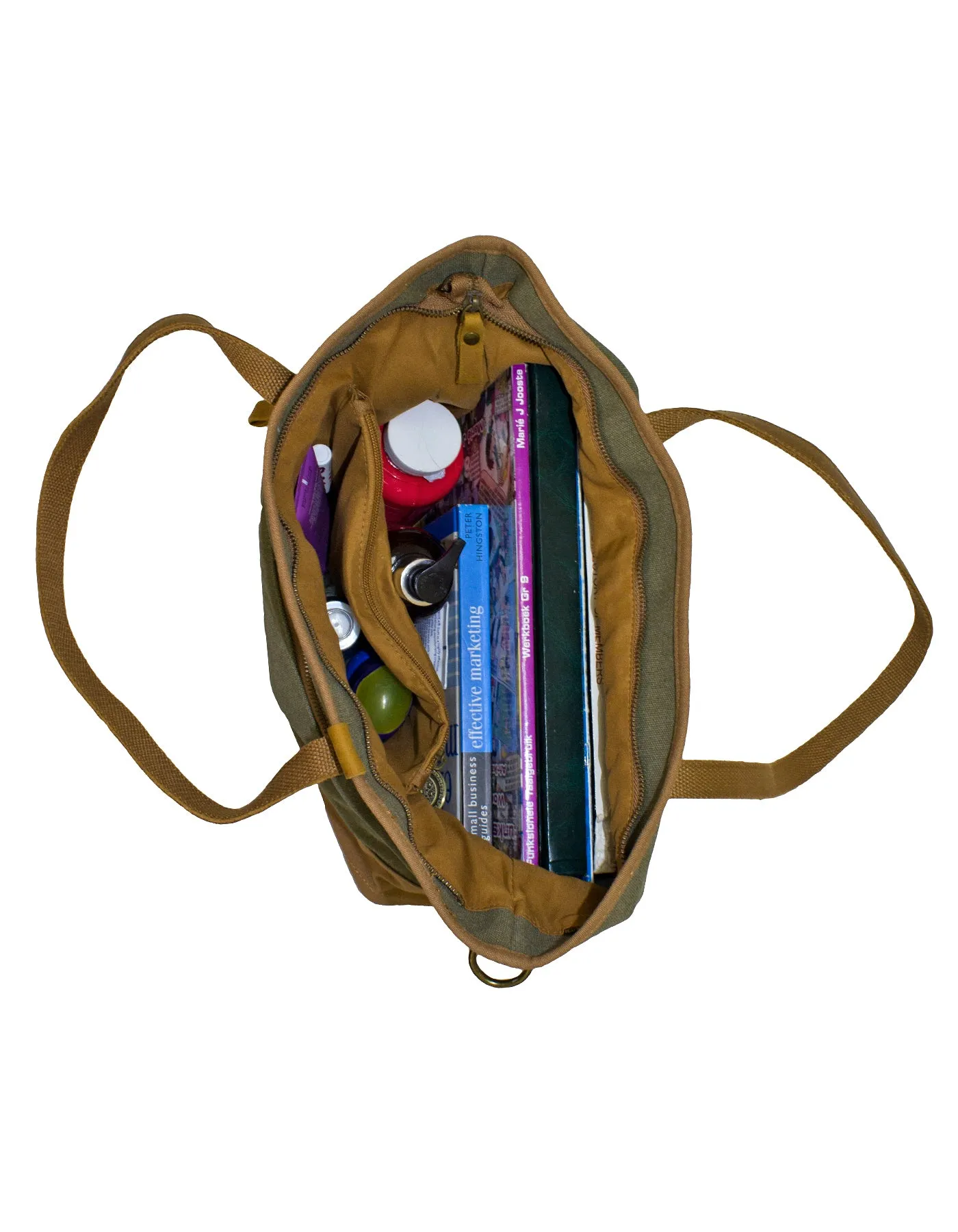 Fino SL-522 Canvas and Genuine Leather Shoulder Bag with Brass Hardware