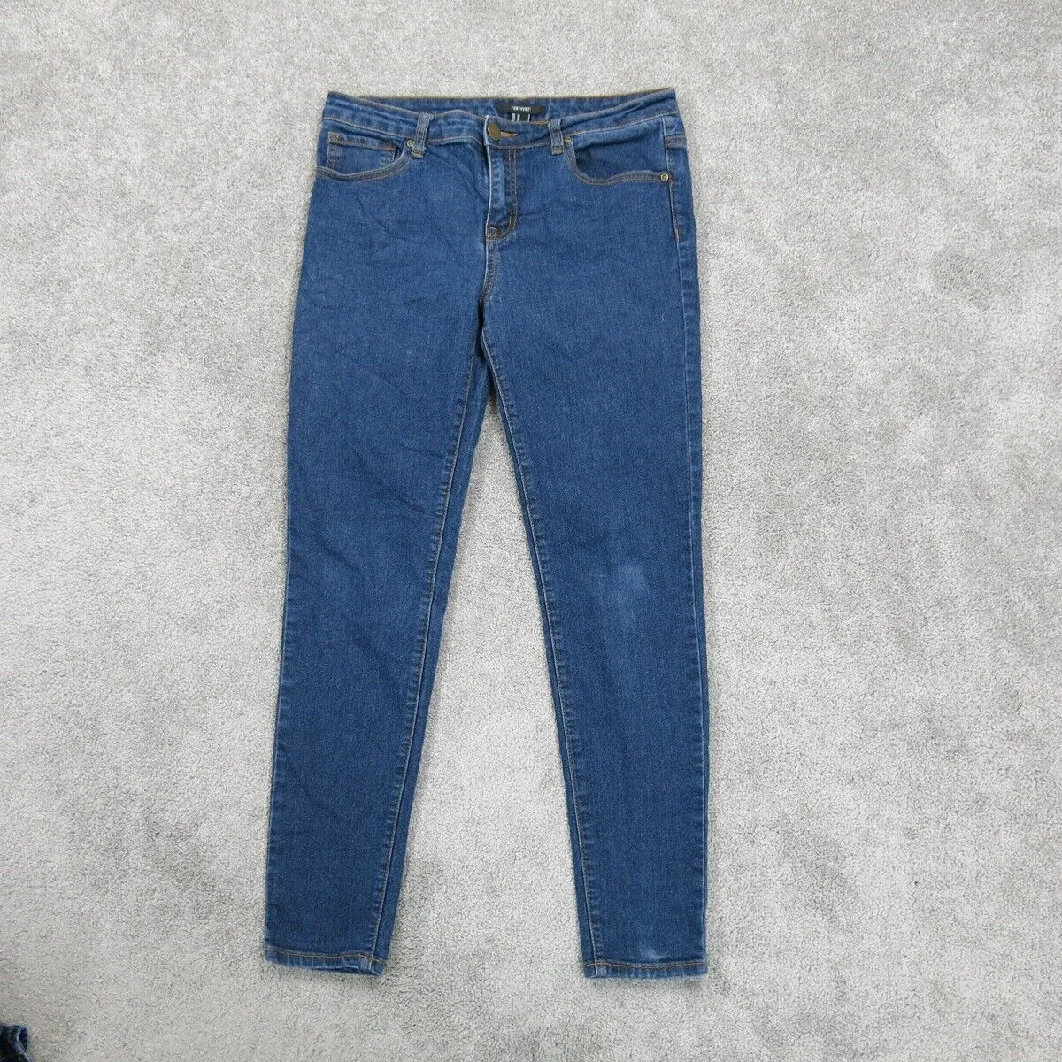 Forever 21 Womens Jeans Ankle Skinny Leg Denim Mid Rise Pockets Blue Size 29