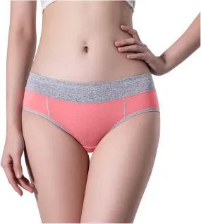 Franterd Hipster Panties for Women Color Block High Waist No Show Bikini Briefs Seamless Underwear Ladies Soft Stretch Briefs