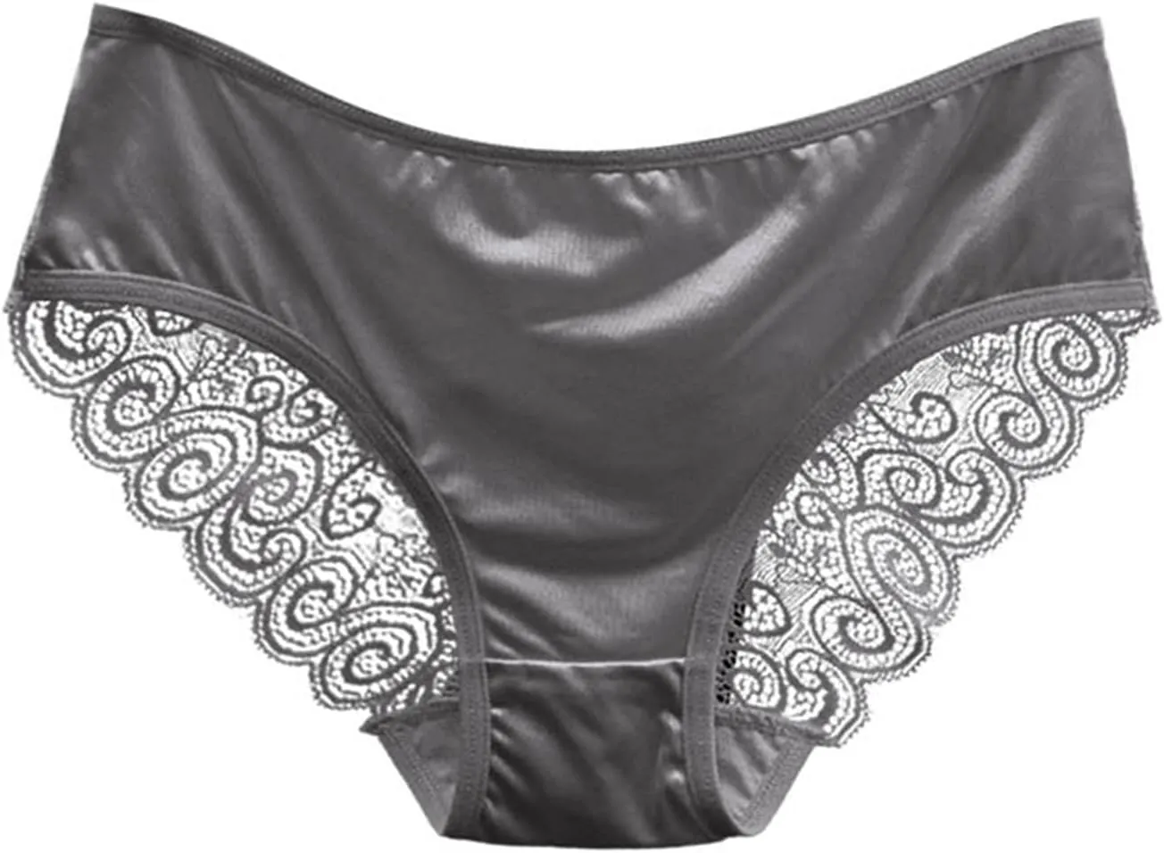 Franterd Seamless Satin Underwear for Women Mesh Lace Low Waist No Show Panties Ladies Lace Bikini Cheeky Hipster Briefs