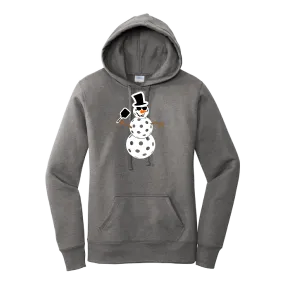 Frosty The Dinking Snowman | Women’s Fitted Hoodie Pickleball Sweatshirt | 50% Cotton 50% Poly Fleece
