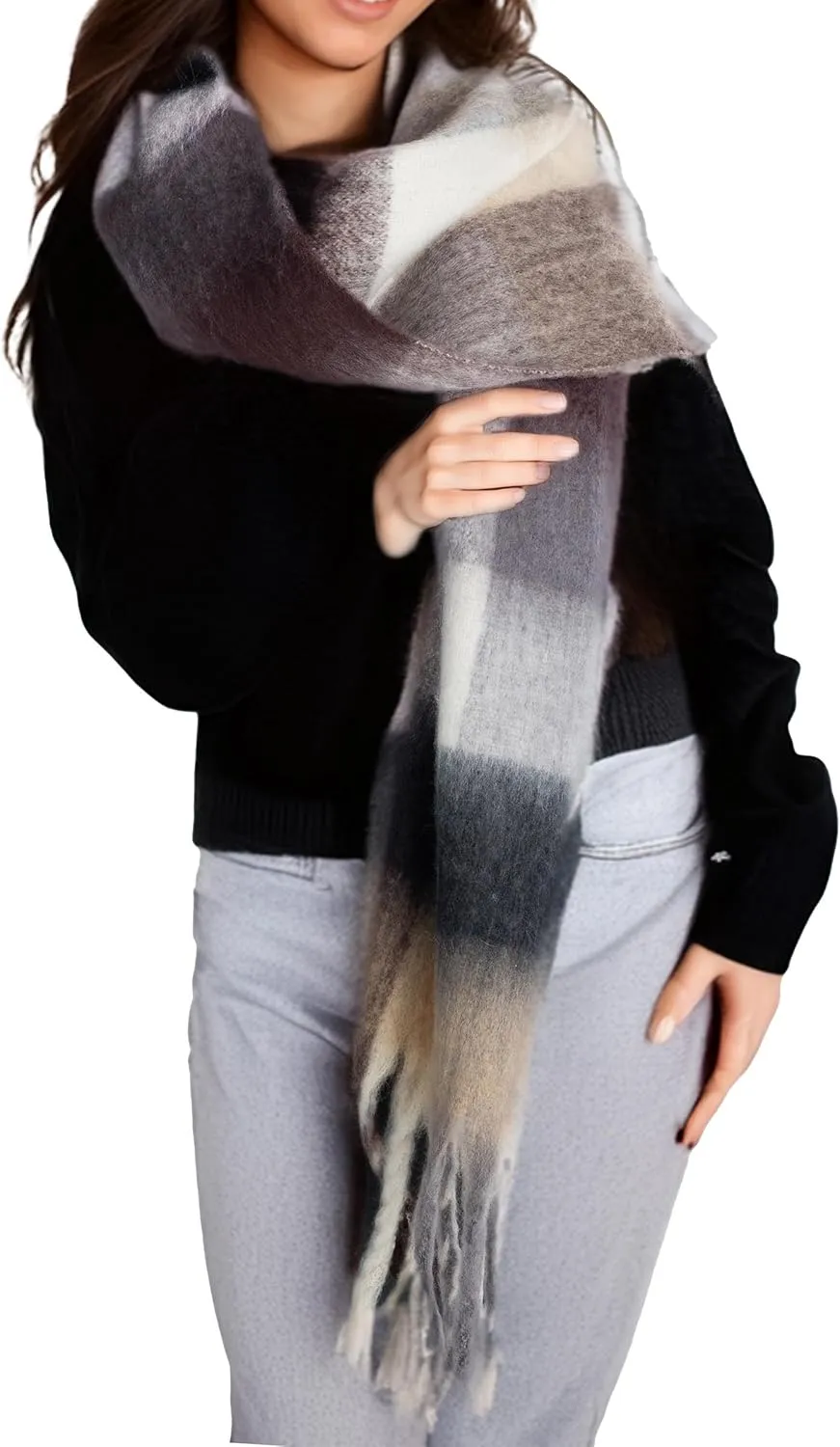 Funky Junque Luxury Cashmere Feel Winter Scarf - Soft Warm Knit Shawl - Mother's Day Gift - for Women - Multiple Patterns