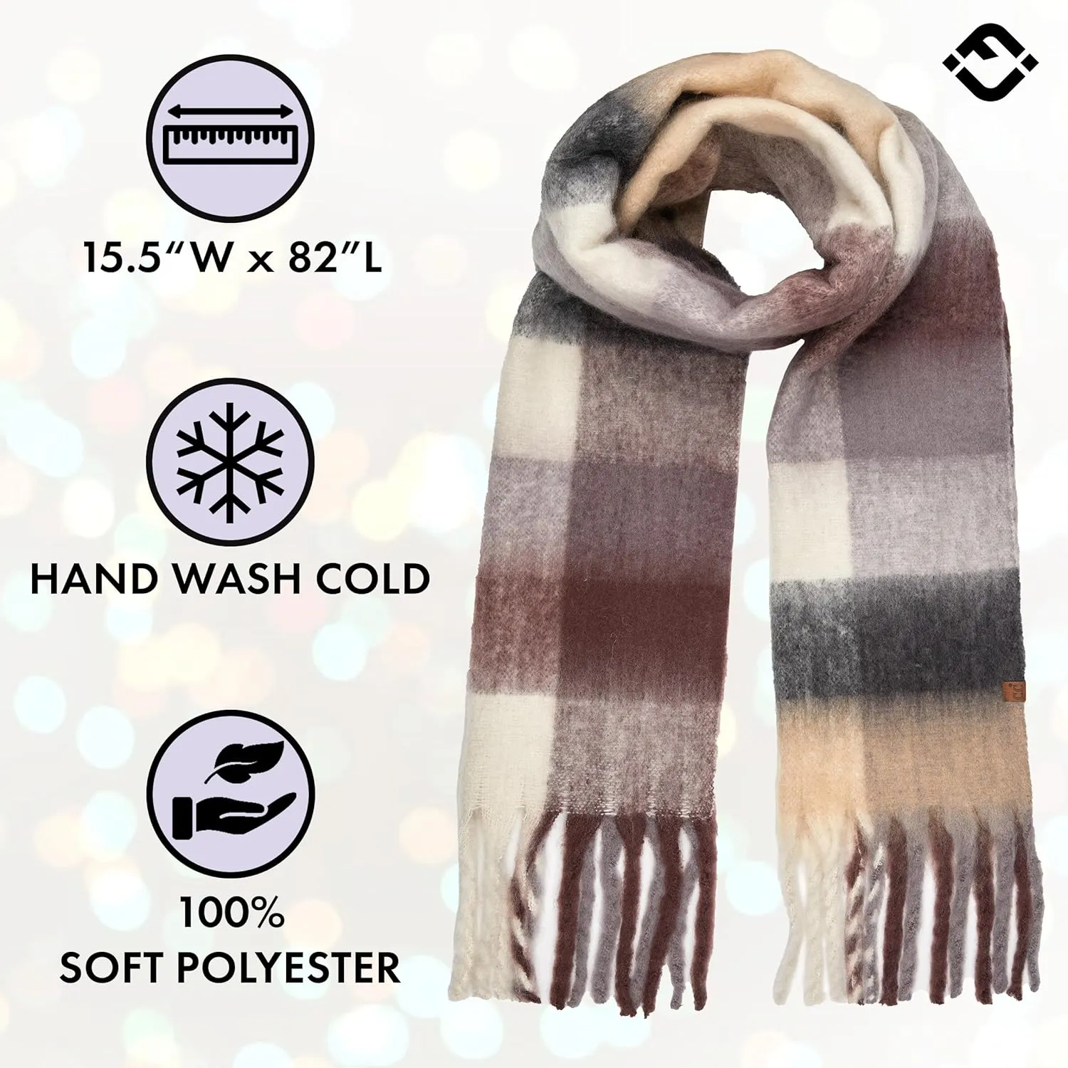 Funky Junque Luxury Cashmere Feel Winter Scarf - Soft Warm Knit Shawl - Mother's Day Gift - for Women - Multiple Patterns
