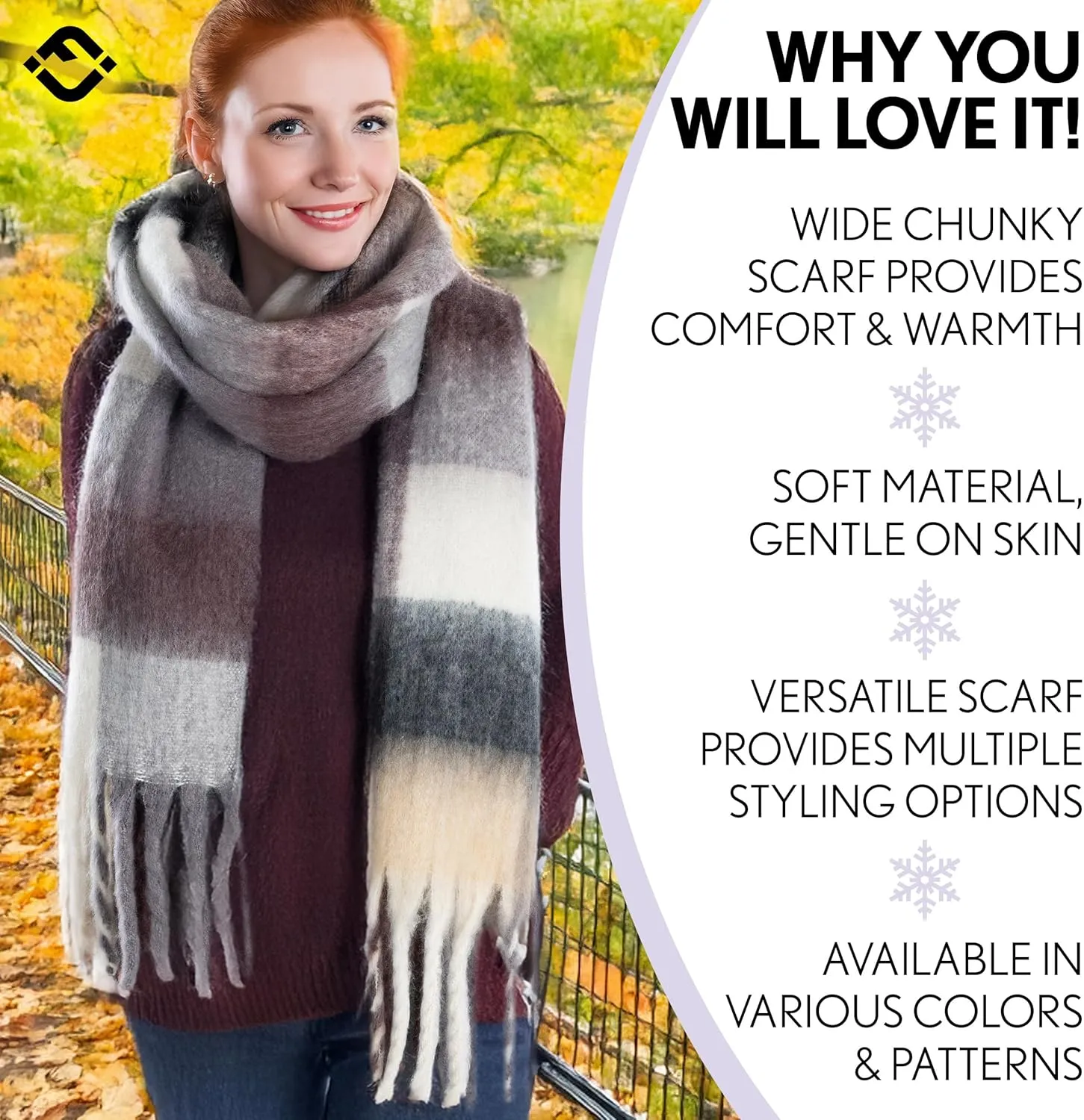 Funky Junque Luxury Cashmere Feel Winter Scarf - Soft Warm Knit Shawl - Mother's Day Gift - for Women - Multiple Patterns