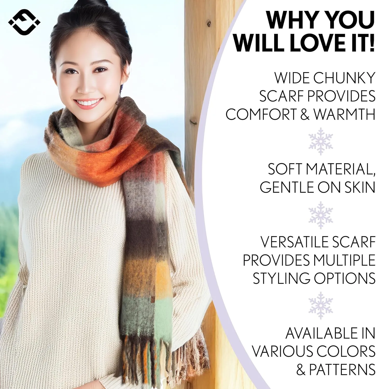 Funky Junque Luxury Cashmere Feel Winter Scarf - Soft Warm Knit Shawl - Mother's Day Gift - for Women - Multiple Patterns