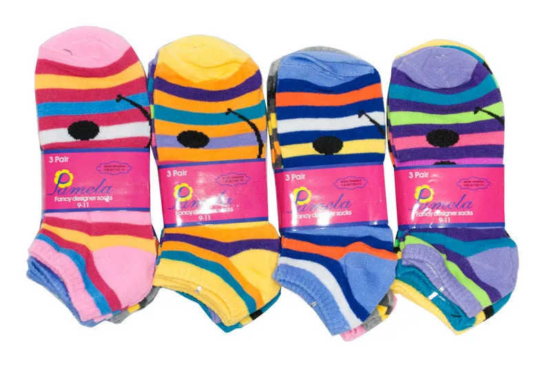 Girls Low Cut Casual Socks-Smiley Faces