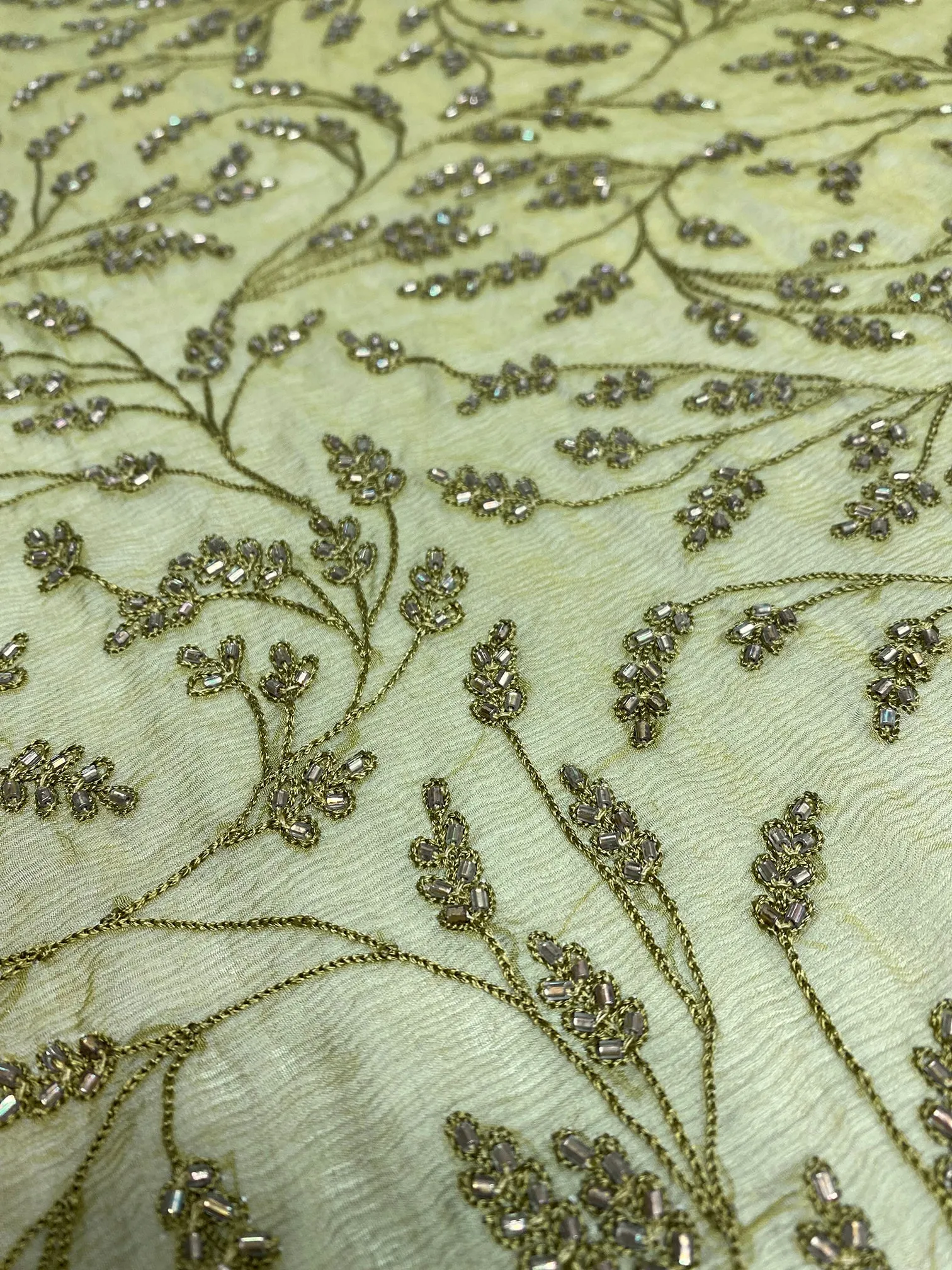 Green JEC-176-27 Sequins & Beads on Silk Chiffon