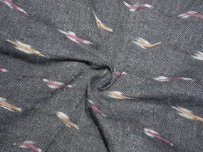 Grey With Multicolor Pattern Cotton Ikkat Fabric