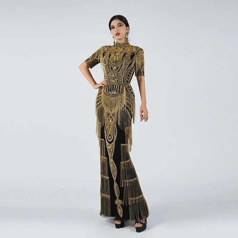 Heavy Tassels Evening Dress