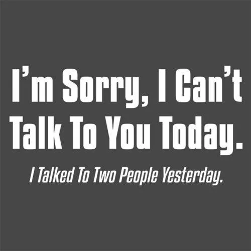 I'm Sorry, I Can'T Talk To You Today. I Talked To Two People Yesterday