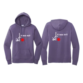 It Was Out! It Was In! (Pickleballs Red White Yellow) | Women’s Fitted Hoodie Pickleball Sweatshirt | 50% Cotton 50% Poly Fleece