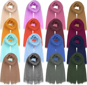 Jiuguva 16 Pcs Women Soft Scarf Shawl Lightweight Long Scarf Women's Scarves and Wraps Travel Shawl for the whole Season, 16 Colors