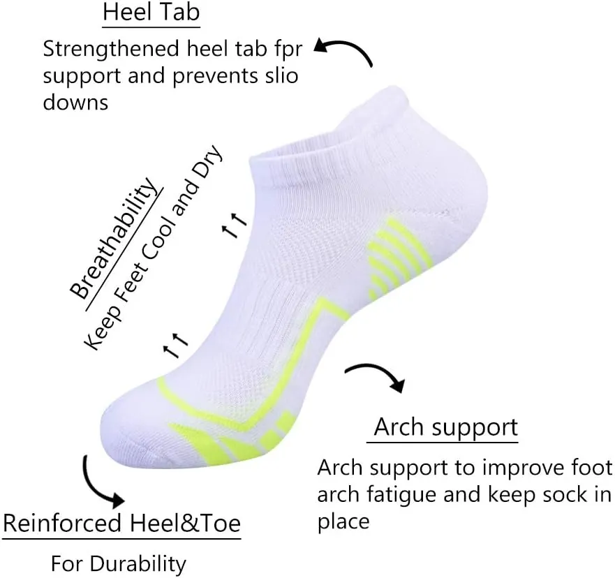 JOYNÉE Mens Ankle Athletic Socks for Men Running Tab Low Cut Socks 6 Pairs Sports Workout Socks,Sock Size 10-13