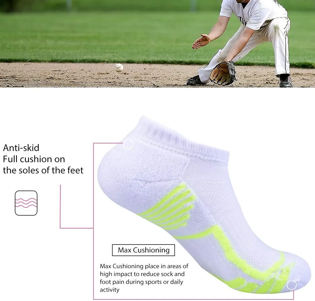 JOYNÉE Mens Ankle Athletic Socks for Men Running Tab Low Cut Socks 6 Pairs Sports Workout Socks,Sock Size 10-13