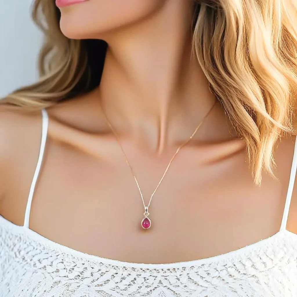 July Birthstone Necklace - Ruby