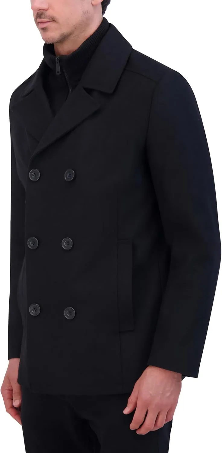 Kenneth Cole Men's Double Breasted Bib Peacoat