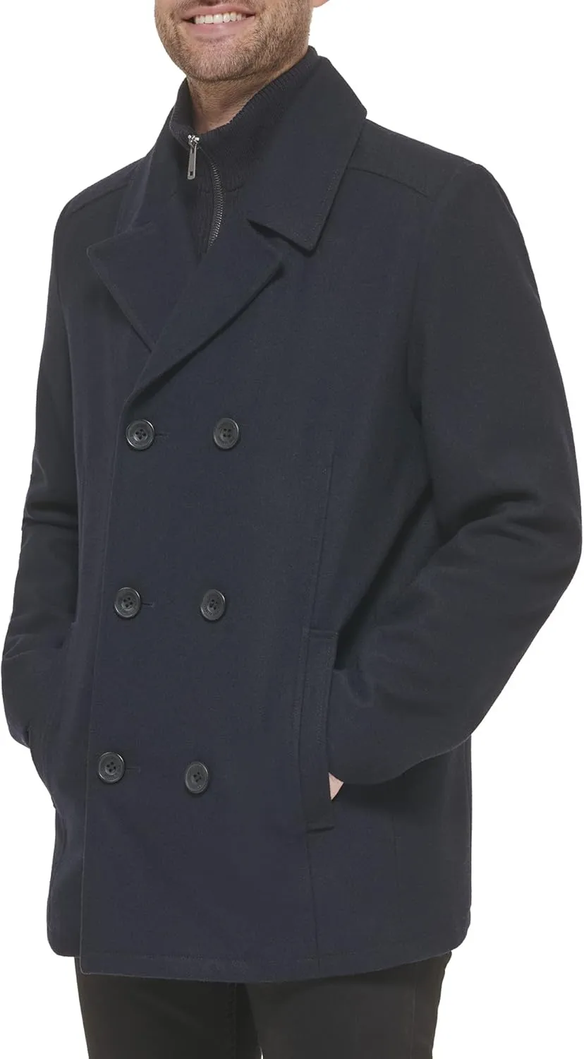 Kenneth Cole Men's Double Breasted Bib Peacoat