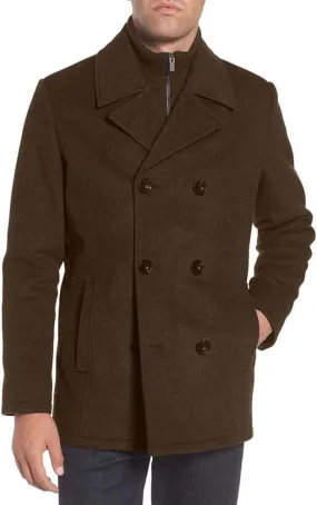 Kenneth Cole Men's Double Breasted Bib Peacoat
