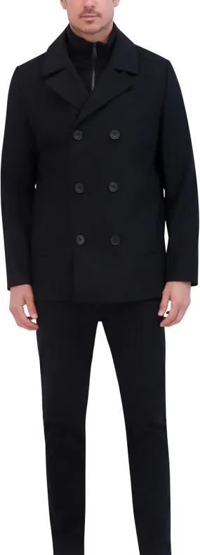Kenneth Cole Men's Double Breasted Bib Peacoat