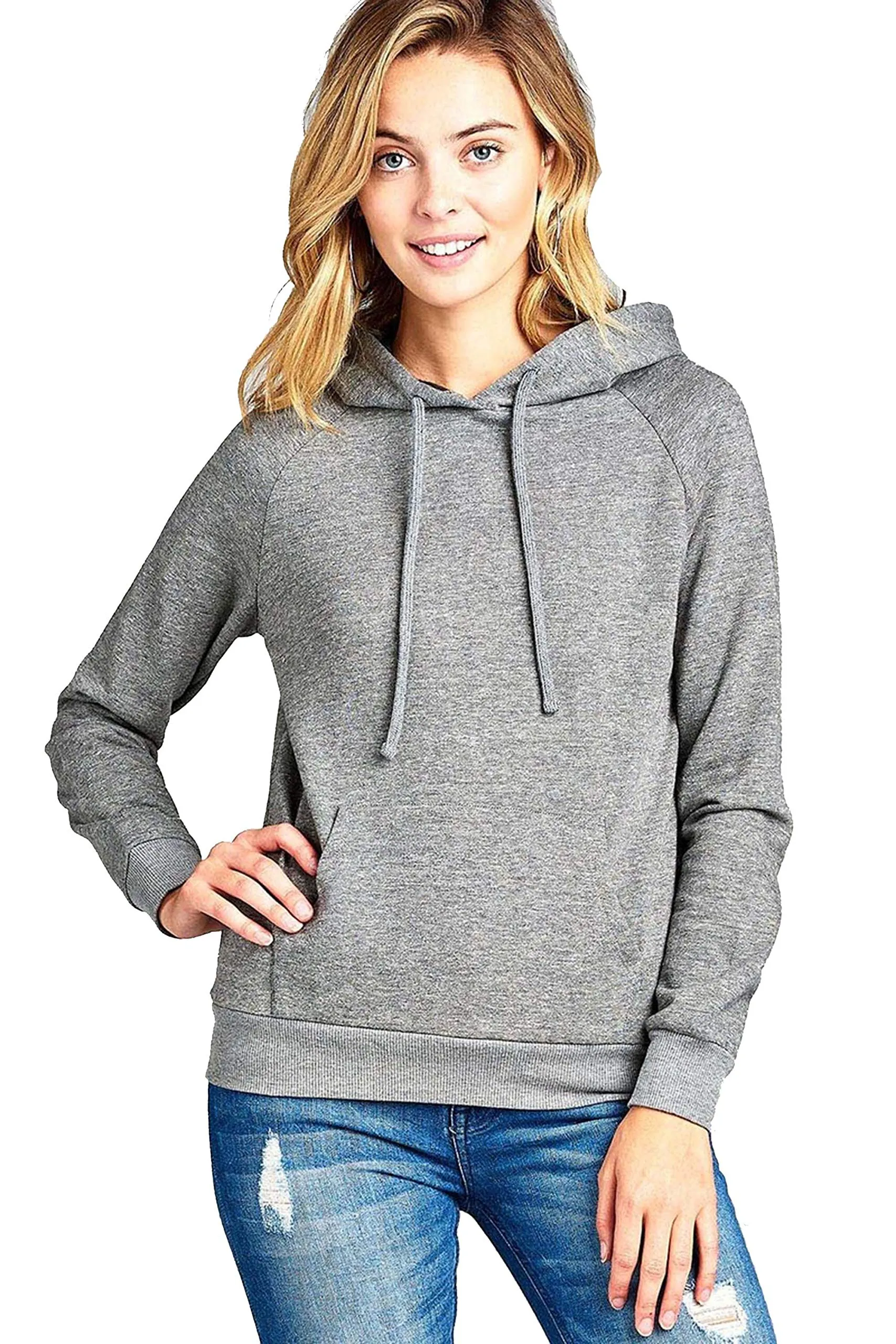 Khanomak Women's Long Sleeve Brushed Pullover Hooded Sweatshirt
